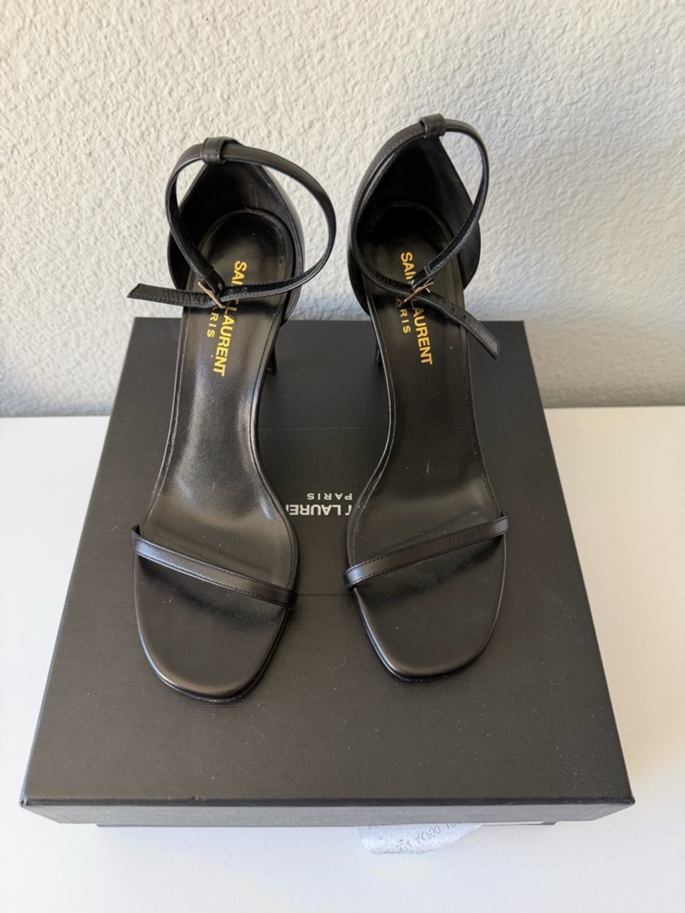 Saint Laurent Black Leather Ankle-Strap Heels